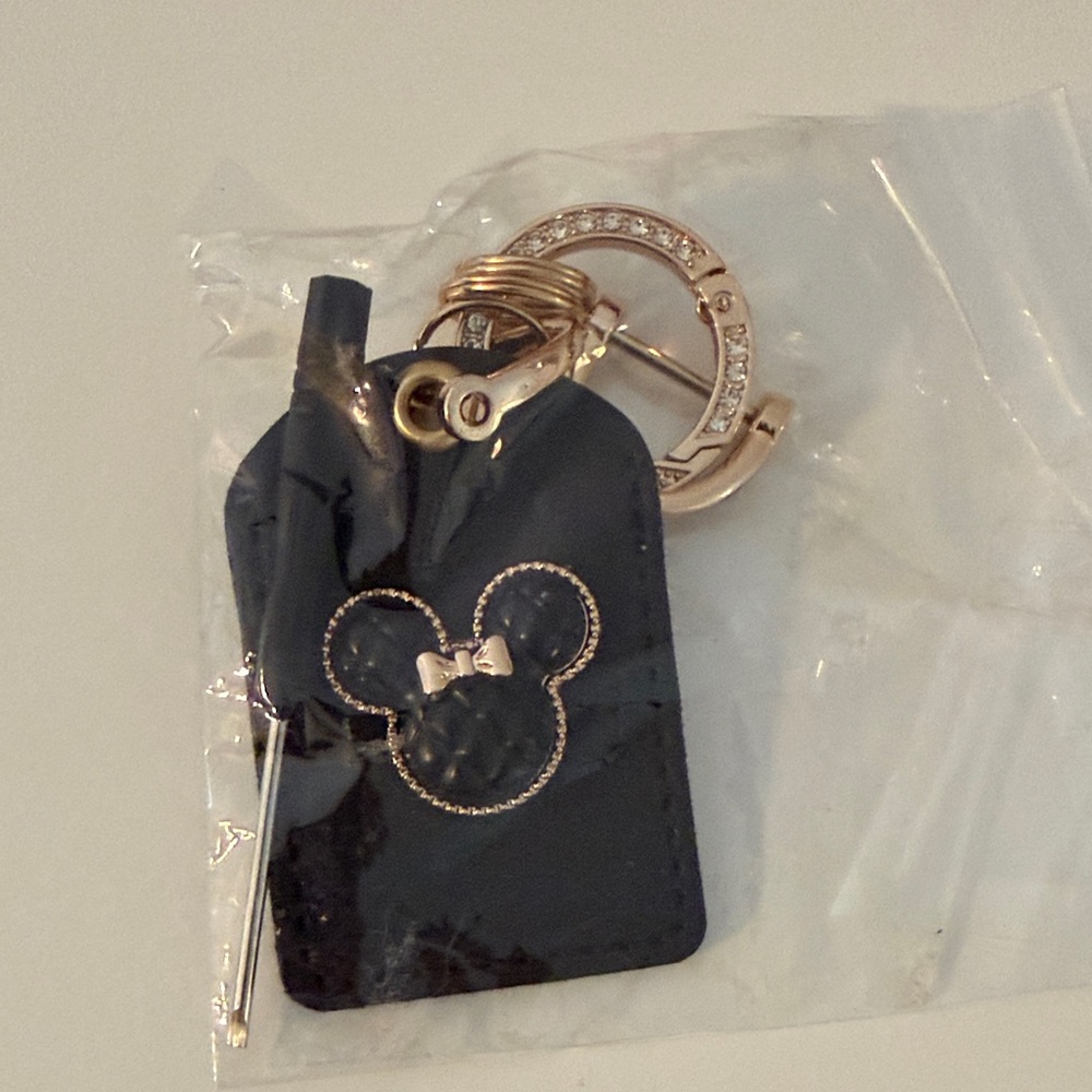 Black Mickey Keychain with Gold Accents